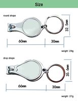 Coupe-ongles personnalisé avec ouvre-bouteille, sublimation, forme goutte ronde, avec porte-clés