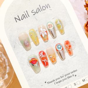 10Pcs Réutilisable 3D Cosmic Patterns Coloré <span class=keywords><strong>Faux</strong></span> Ongles Court Carré Presse sur Ongles pour Enfants Vente en Gros - Product Image 1