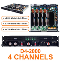 Équipement de sonorisation D4-2000 1u 4 canaux 2000 watts système audio amplificateur professionnel