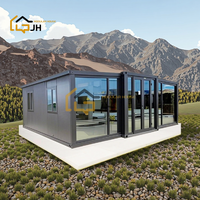 Maison conteneur modulaire préfabriquée en acier de 20 pieds à double aile, extensible, verte, étanche, design moderne, pour 2 à 5 hôtels en extérieur
