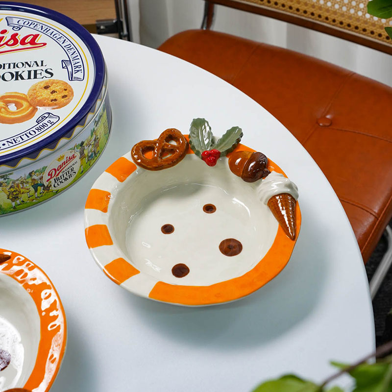 皿・プレート cookie Funny Embossed Cookie Ceramic Plate - Perfect for Parties