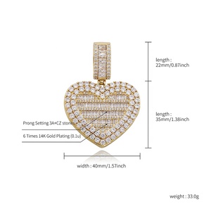 Nouveau 57mm x 40mm Hip Hop Iced Out DIY Cadre <span class=keywords><strong>Photo</strong></span> CZ Pendentif <span class=keywords><strong>Personnalisé</strong></span> Image Coeur <span class=keywords><strong>Photo</strong></span> Médaillon Hiphop Pendentif Collier Chaîne De Tennis - Product Image 2