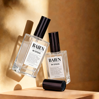 Flacon de parfum en verre carré plat à fond épais, rechargeable, vide, avec pulvérisateur de luxe, 30 ml, 50 ml, 100 ml