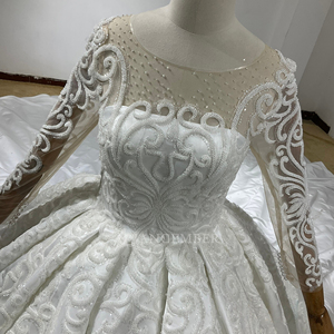 Princess Modern <b>Wedding</b> Dress Romantic Ball Gown Backless Beaded Appliques Long Sleeve Chapel Train Floor-Length Lsbh28 - Product Image 3