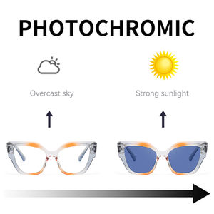 Lunettes de soleil Partagas Cat Eye avec logo personnalisé, charnières à ressort, verres photochromiques, branches en CP, blocage de la lumière bleue, UV400, lunettes de soleil pour femmes - Product Image 4