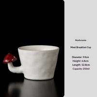 Mug à café en céramique en porcelaine créative avec motif de champignon pour les couples - Résistant à la chaleur, passe au lave-vaisselle et au micro-ondes, cadeaux, cuillère