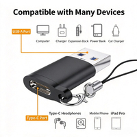 Adaptateur USB vers USB-C USB 3.0 5 Gbps en aluminium, convertisseur Type-C femelle vers USB-A mâle pour chargeur d'ordinateur portable, PC, écouteurs