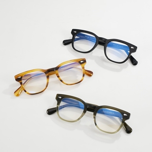 Montures de lunettes carrées rétro faites à la main en acétate, dégradé grain de bois d'olivier, lunettes optiques pour hommes et femmes, style geek chic académique - Product Image 1