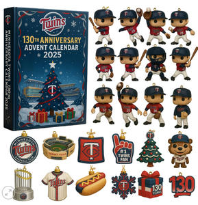 Calendario de Adviento de Plástico del 130 Aniversario de los Minnesota Twins - Caja Sorpresa con Adornos Navideños Festivos a Escala 1/12 para Fanáticos - Product Image 6