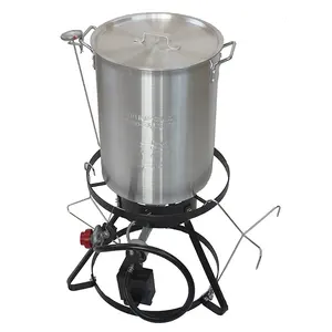 Outdoor 30QT alluminio Stock Pot propano turchia friggitrice Set Crawfish Boil Pot Seafood Boiler Set per esterno