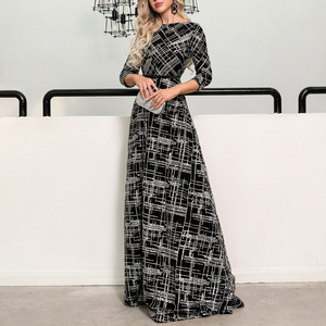 Abito da sera da donna di lusso di alta qualità con girocollo <span class=keywords><strong>nero</strong></span> Glitter paillettes - Product Image 1