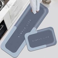 Tapis de cuisine bleu, tapis de salle de bain long antidérapant, super absorbant, résistant, séchage rapide, tapis de bain pour sol