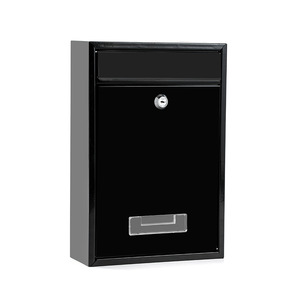 Boîte aux lettres murale sécurisée moderne personnalisée pour extérieur, verrouillable, avec plaque nominative et porte rabattable à dessus plat - Product Image 1