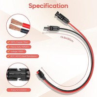 Cable Solar con Aislamiento de PVC, Conector Macho/Hembra de Una Sola Punta, 14AWG 2.5mm2, Material Crudo, 1M/1.5M/2M