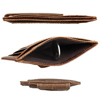 Gran oferta, Clip de dinero de cuero genuino clásico, Cartera de tarjeta de bloque Rfid, Clip de dinero magnético, tarjetero de autobús