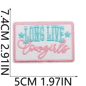 लड़कियों के लिए पश्चिमी काउबॉय कढ़ाई पैच के लिए गुलाबी कपड़े लोहे पर लोगो बैग जैकेट कंप्यूटर कढ़ाई खेल कार सजावट - Product Image 4