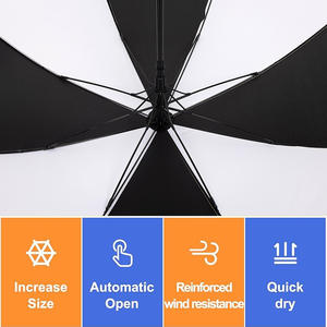 Grand parapluie de golf de luxe promotionnel de marque, ouverture automatique par bouton, diamètre 120 cm, baleines en fibre de verre, personnalisable pour les voyages et les affaires - Product Image 6