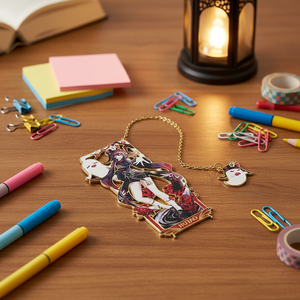 Unique 3D Hollow Metal Bookmark with Chain Game Theme Bookmark Creative Stationery Gift for Readers and Collectors