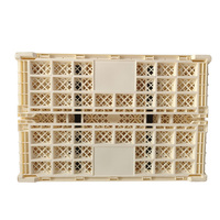Caisse de rangement empilable en plastique PP robuste de style maillé, pliable, pour usage commercial en supermarché