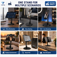 Support de téléphone de bureau pliable à double charnière réglable pour affichage portrait ou paysage, base lestée, OEM ODM, vente en gros, logo personnalisé