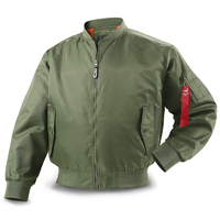 Blouson Bomber MA-1 avec doublure orange, en satin, poches à rabat à boutons-pression, poche utilitaire sur la manche, poignets et ceinture côtelés, veste d'hiver