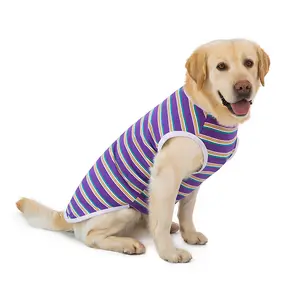 Köpek giysileri nefes yumuşak çizgili Pet giysi kıyafetler orta ve büyük köpekler klasik yavru yelek T shirt
