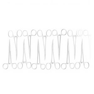 BISONS Lot de 12 pinces hémostatiques en acier inoxydable, droites et courbées, pour tissus, chirurgie, tatouage et piercing - Product Image 1