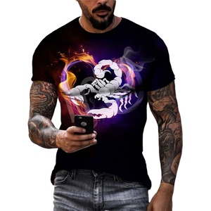 T-shirt da uomo casual in 100% poliestere, lavorata a maglia, traspirante, girocollo, a maniche corte, vestibilità ampia, con grafica <span class=keywords><strong>3D</strong></span> digitale a costellazioni - Product Image 4