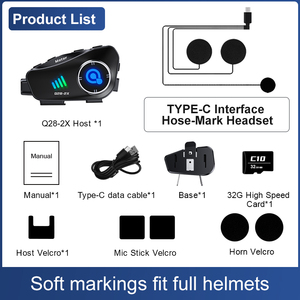 Headset helm kamera sepeda motor, headset interkom untuk helm Q28 2X HD1080p <span class=keywords><strong>2</strong></span> juta piksel bluetooth 5.0 <span class=keywords><strong>2</strong></span> orang 500m - Product Image 5