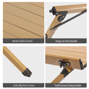 Table de camping pliante en acier au carbone, pieds légers, hauteur réglable, portable, personnalisable en usine, mobilier d'été chinois - Product Image 4