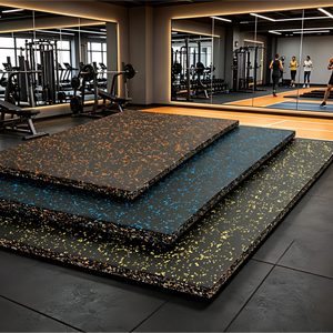 Tapete de Gimnasio Antideslizante con Diseño Azul Moteado, Tapete de Ejercicio de Goma Insonorizante para Entrenamiento de Alta Intensidad - Product Image 1