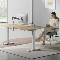 Bureau debout électrique sur mesure à hauteur réglable avec rangement latéral et panneau d'intimité pour bureau de direction