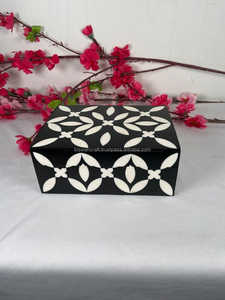 High Quality Bone Inlay MDF Ring Box Attractive Pattern Polished Velvet <b>Resin</b> Jewelry Case Drawstring Carton Export Sale Gift - Product Image 4