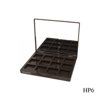 Palette de fards à paupières carrée en plastique marron vide à 12 couleurs avec miroir, design personnalisé