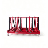 Présentoir vertical pour dalles de pierre, marbre, carreaux grand format, verre, sur pied, mobile, en acier, pour transport, rouge