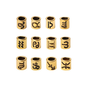 Abalorios de Aleación de Zinc con Signos del Zodíaco para Horóscopo, Cuentas Sueltas Espaciadoras, Accesorios de Joyería DIY Hechos a Mano, Personalizables OEM, Directo de Fábrica - Product Image 1