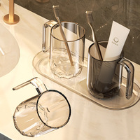 Gobelet à bain de bouche en PET résistant à la chaleur - Design simple et original avec poignée, gobelet transparent pour brosse à dents, gobelet à dents de qualité alimentaire résistant aux taches