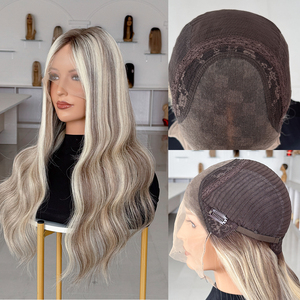 วิกผมสีไฮไลท์แบบลอนสไตล์รัสเซีย ผลิตจากผมแท้  งานแฮนด์เมด  ฐานลูกไม้  วิกทางการแพทย์  เส้นผมดูเป็นธรรมชาติ สำหรับผู้ป่วยโรคผมร่วง - Product Image 4