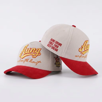Fabricant de casquettes en velours côtelé brodées sur mesure, casquette de baseball en velours côtelé, casquettes de baseball à 5 panneaux bicolores à fermeture snapback pour hommes