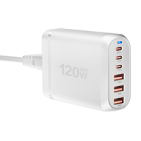 Chargeur USB C 120W Type C PD 65W GaN Charge Rapide Multiple 6 Ports Station de Chargeur de Bureau pour iPhone iPad Tablette et Ordinateur Portable