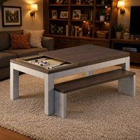 Table de billard de salle à manger en bois d'érable massif de haute qualité avec cadre en acier inoxydable, table de billard de 7 pieds personnalisable