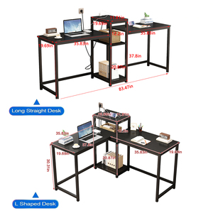Mesa de ordenador <span class=keywords><strong>en</strong></span> forma de <span class=keywords><strong>L</strong></span> AILICHE, <span class=keywords><strong>escritorio</strong></span> de oficina de doble asiento con toma de corriente y espacio de almacenamiento <span class=keywords><strong>para</strong></span> <span class=keywords><strong>dos</strong></span> <span class=keywords><strong>personas</strong></span> - Product Image 4