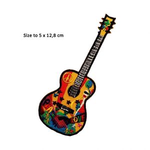High Quality Applique Biker Jacket Hoodies Peace Guitar <b>Hippie</b> Music Emblem Design Custom Iron Clothing Embroidery Patches - Product Image 3