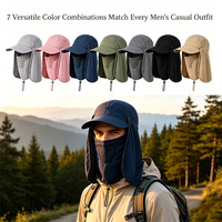 Casquette de baseball rayée anti-UV, best-seller transfrontalier, avec masque facial détachable, chapeau de soleil tout-en-un pour la pêche en extérieur 100%