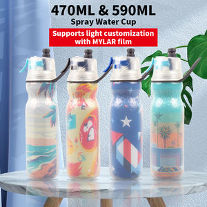 Botella de agua de plástico de 600ml Botella de agua con rociador de niebla de agua deportiva con función de frío - Product Image 2