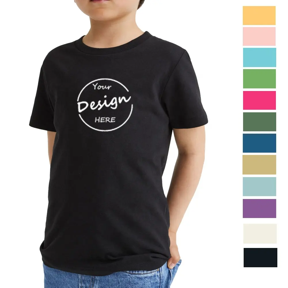 T-shirt d'été en coton peigné pour enfants, blanc uni, blanc, avec Logo, vente en gros, 100