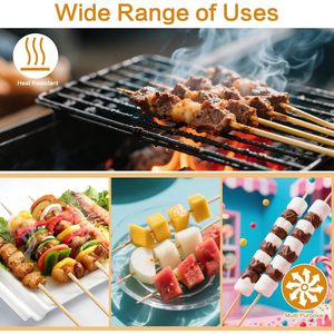 Brochetas de Bambú Natural Reutilizables para Principiantes, de 12 Pulgadas o 30 cm con 4 mm de Diámetro, para Asar Frutas, Cócteles, Kababs y Aperitivos - Product Image 5