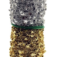 Chaîne en plastique électroplaqué en forme d'étoile à cinq branches de 15 mm pour décorations de Noël, chaussures, vêtements, corsages de mariage