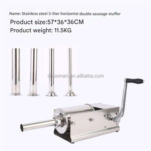 Nouvelle machine à farcir les saucisses manuelle en acier inoxydable SHUOMAN, 5 L, commerciale/retail, quatre tubes, certifiée CE, pousseur de saucisses - Product Image 5