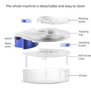 Piège à mouches électronique non toxique alimenté par USB avec attrape-mouches rotatif et plateau amovible pour la <span class=keywords><strong>maison</strong></span>, la cuisine ou le jardin - Product Image 3